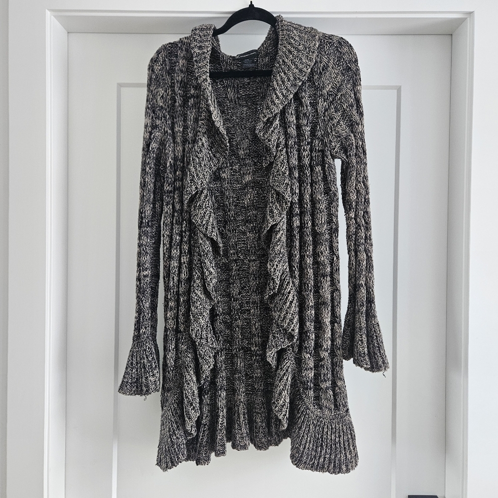 INC open front cardi with bell sleeve and ruffle front ladies XL